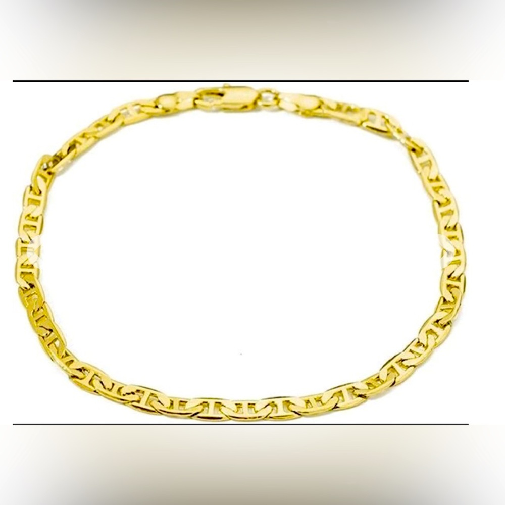14k Gold-pl. Italian Flat Mariner Link Anklet bracelet